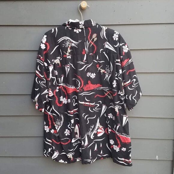 Vintage Oue Surf Shirt - Wai Kiki - Red and Black - Size Large - EUf - Picture 2 of 6